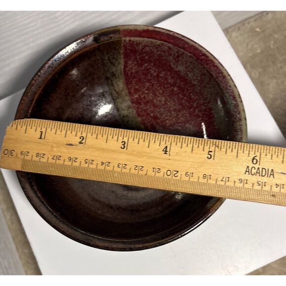 Handcrafted Ceramic Bowl With Multicolor Glaze Finish Signed 5.5" - Picture 5 of 8